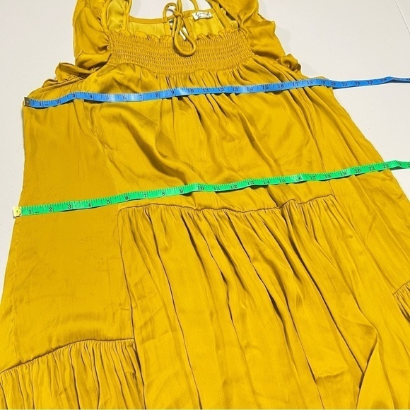 Free People Want Your Love Absinthe in Gold Yellow Mini Ruffle Tie Back Dress - Picture 9 of 10